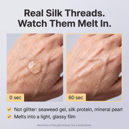 peptit gel texture: golden silk threads melting into the skin in 60 seconds